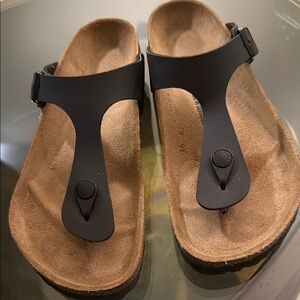 Birkenstock Black and Tan Thong Sandals